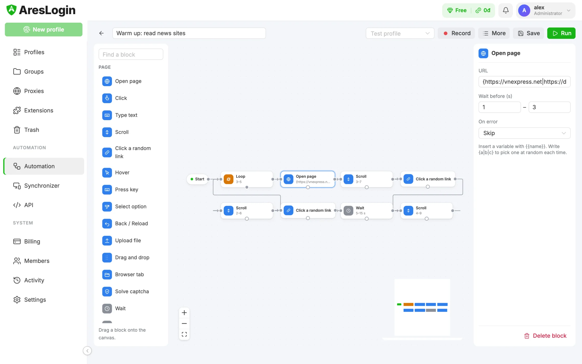 Visual script builder